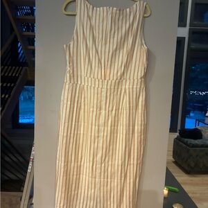 Boden Cream and Peach/Orange Striped Column Dress